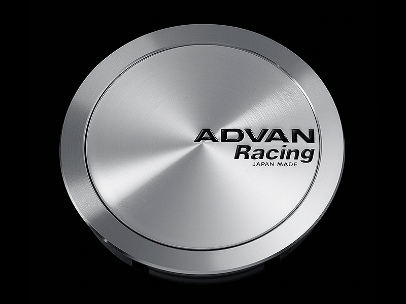 Advan 63mm Full Flat Centercap - Platinum Silver w/ Black Letters