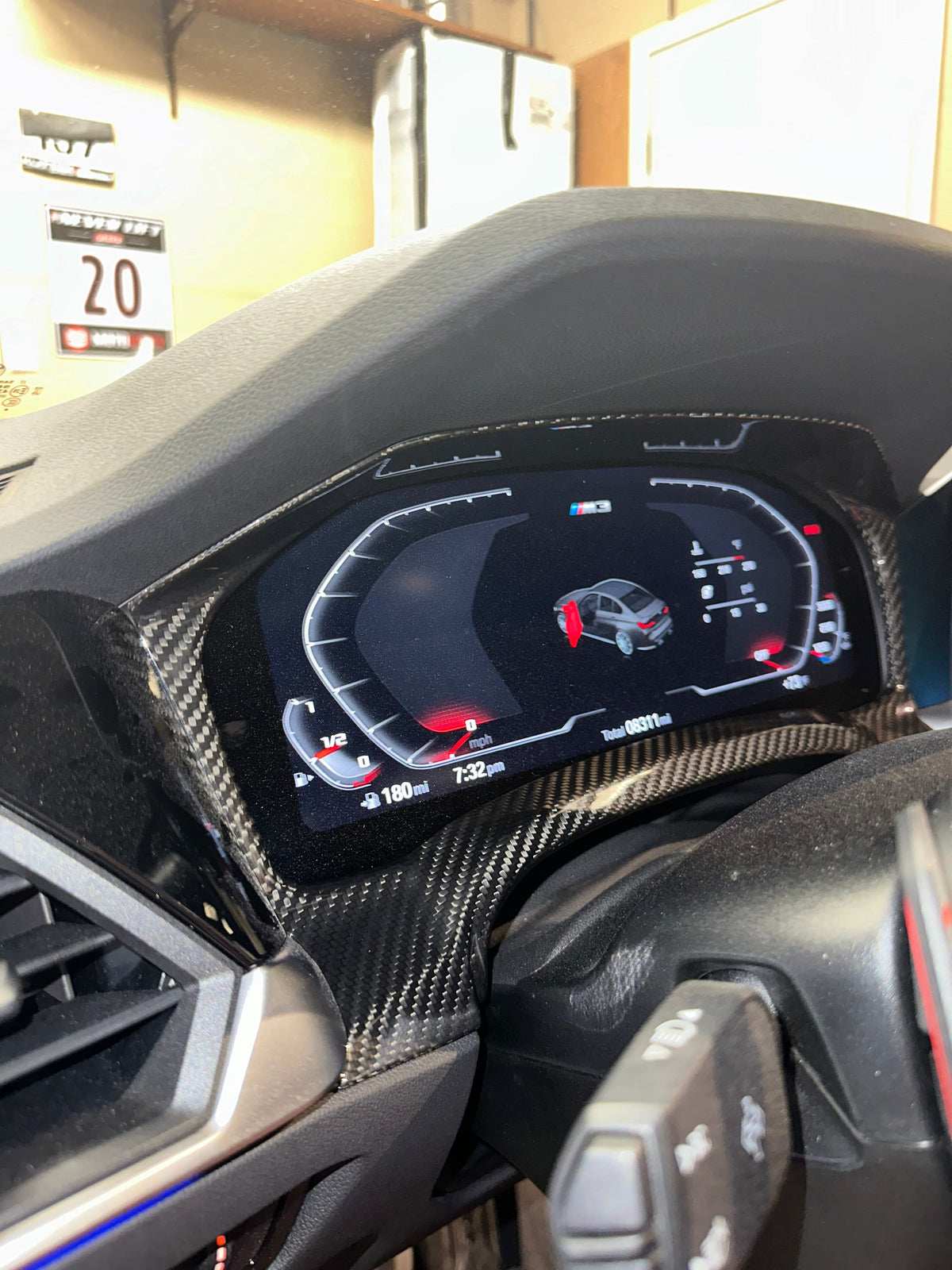 Carbon Fiber Cluster instrument dash screen cover -  BMW G8X.