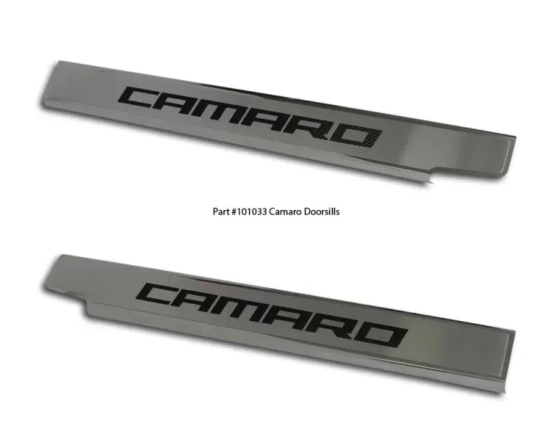 American Car Craft Brushed Stainless Green Carbon Fiber Executive Series Door Sills Chevrolet Camaro 2010-2015