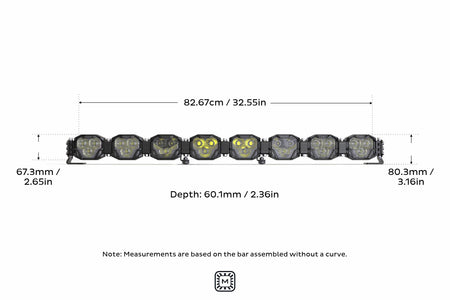 8-Pod 32.5" 4Banger Bar: HXB / White/Yellow
