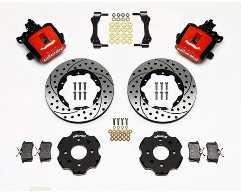 Wilwood Combination Parking Brake Caliper Rear Brake Kit, Drilled and Slotted Rotor - Red Honda Civic | Acura Integra.
