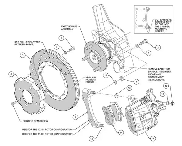 Wilwood 12 Inch Rear Big Brake Kit w/Combination Parking Brake Acura Integra | Honda Civic 1990-2001.