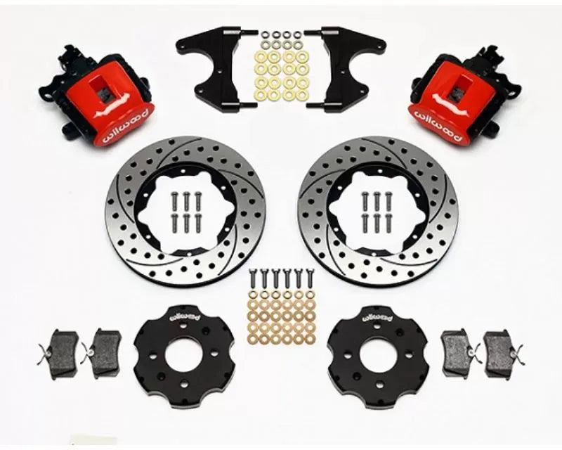 Wilwood Combination Parking Brake Caliper Rear Brake Kit, Drilled and Slotted Rotor - Red Honda Civic | Acura Integra.
