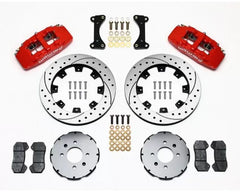 Wilwood Forged Dynapro 6 Big Brake Front Brake Kit (Hat), Drilled and Slotted Rotor - Red Honda | Acura 1994-2001.
