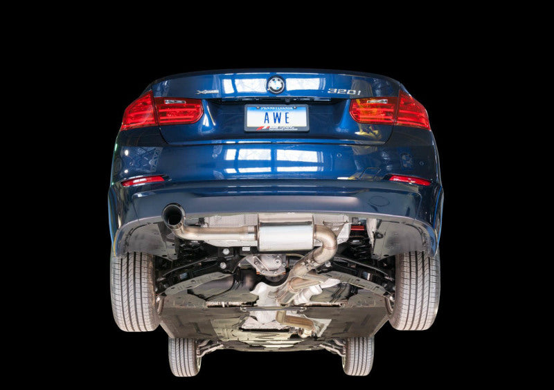 AWE Tuning BMW F30 320i Touring Exhaust & Performance Mid Pipe - Chrome Silver Tip (102mm)