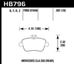 Hawk 14-17 Mercedes-Benz CLA 250 HPS 5.0 Rear Brake Pads