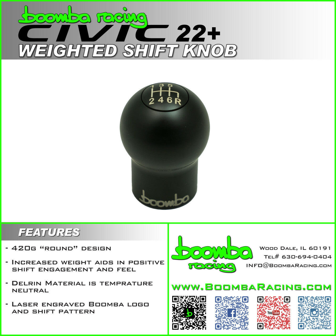 22+ CIVIC WEIGHTED SHIFT KNOB.