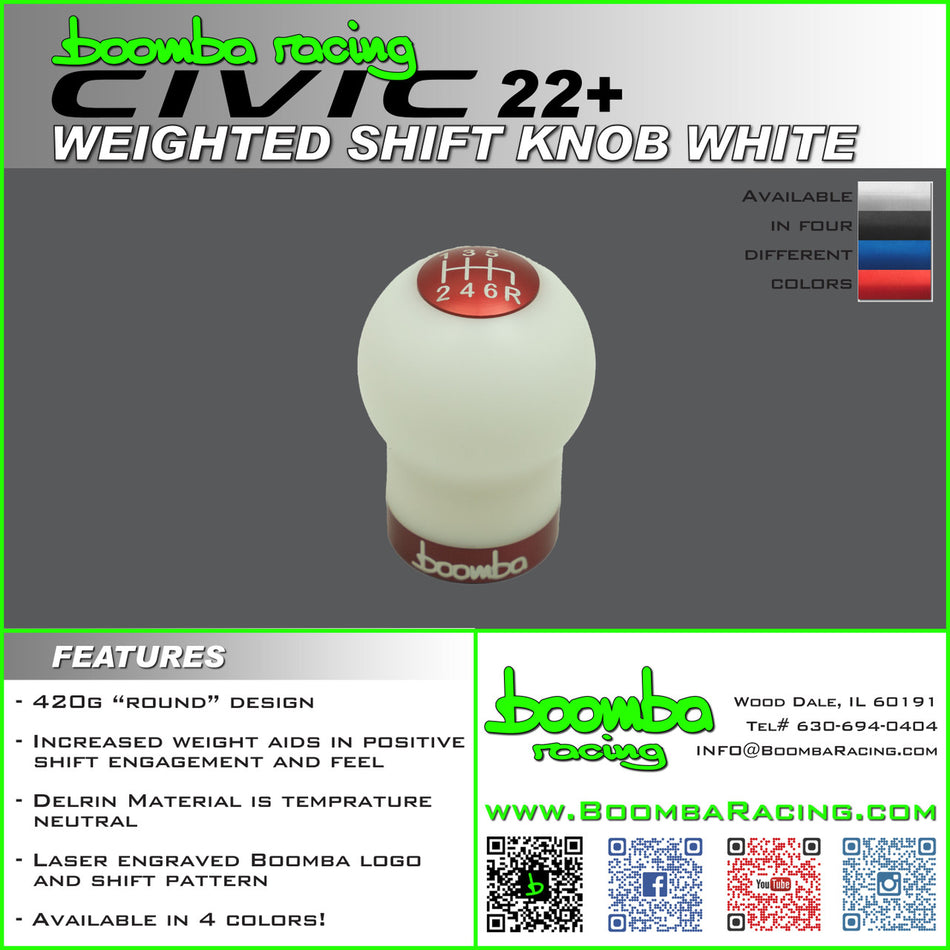 22+ CIVIC WEIGHTED SHIFT KNOB WHITE