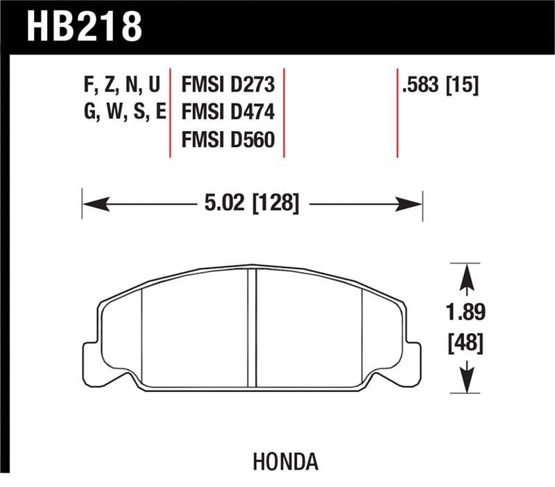 Hawk 84-85 Honda Accord / 88-00 Civic / 88-91 CRX 15mm DTC-60 Front Race Brake Pads