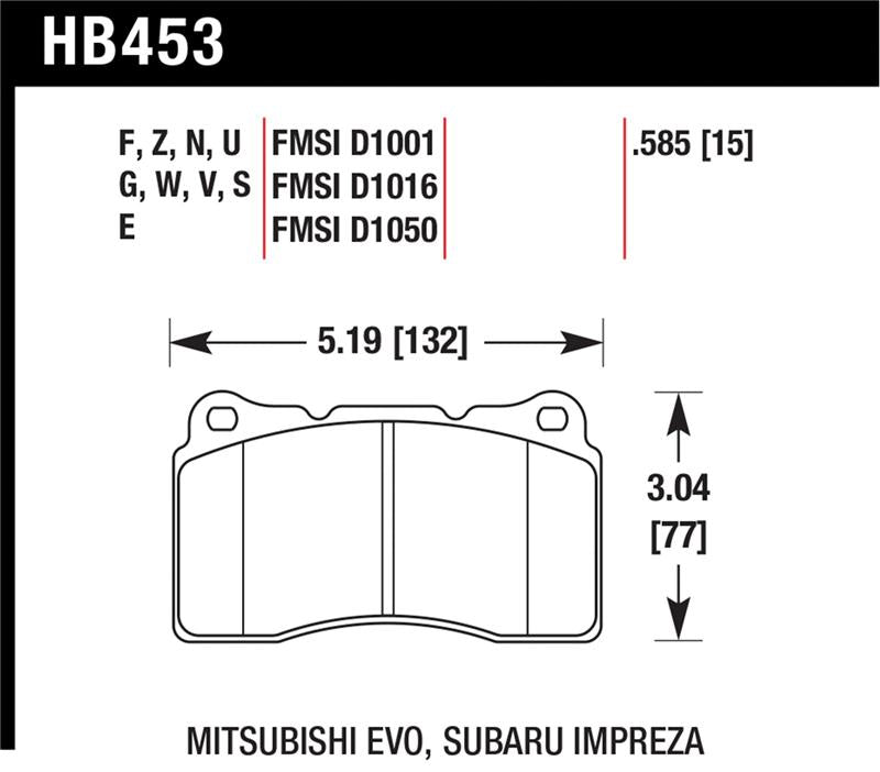 Hawk 03-06 Evo / 04-09 STi / 09-10 Genesis Coupe (Track Only) / 2010 Camaro SS HT-10  Race Front Bra