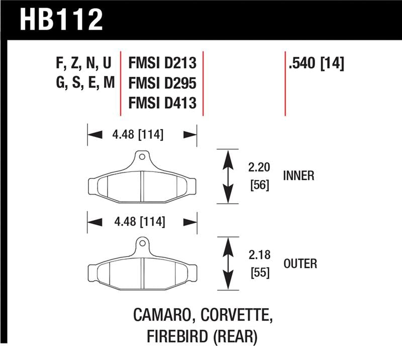 Hawk 84-96 Corvette /88.5-97 Pontiac Firebird Blue 9012 Race Rear Brake Pad