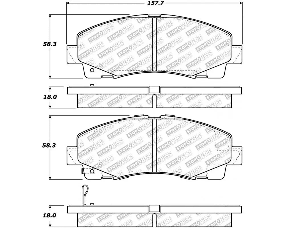 StopTech Brake Pads - Front, High-Performance, Red, for Ford Mustang 2015-2020, 305.1102