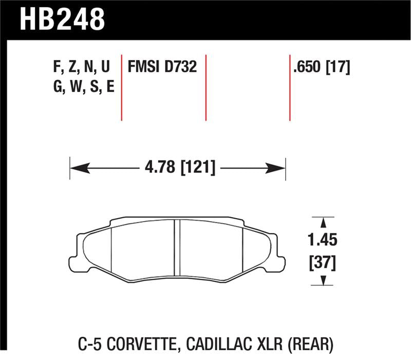 Hawk 04-09 Cadillac XLR / 97-11 Chevrolet Corvette DTC-60 Race Rear Brake Pads