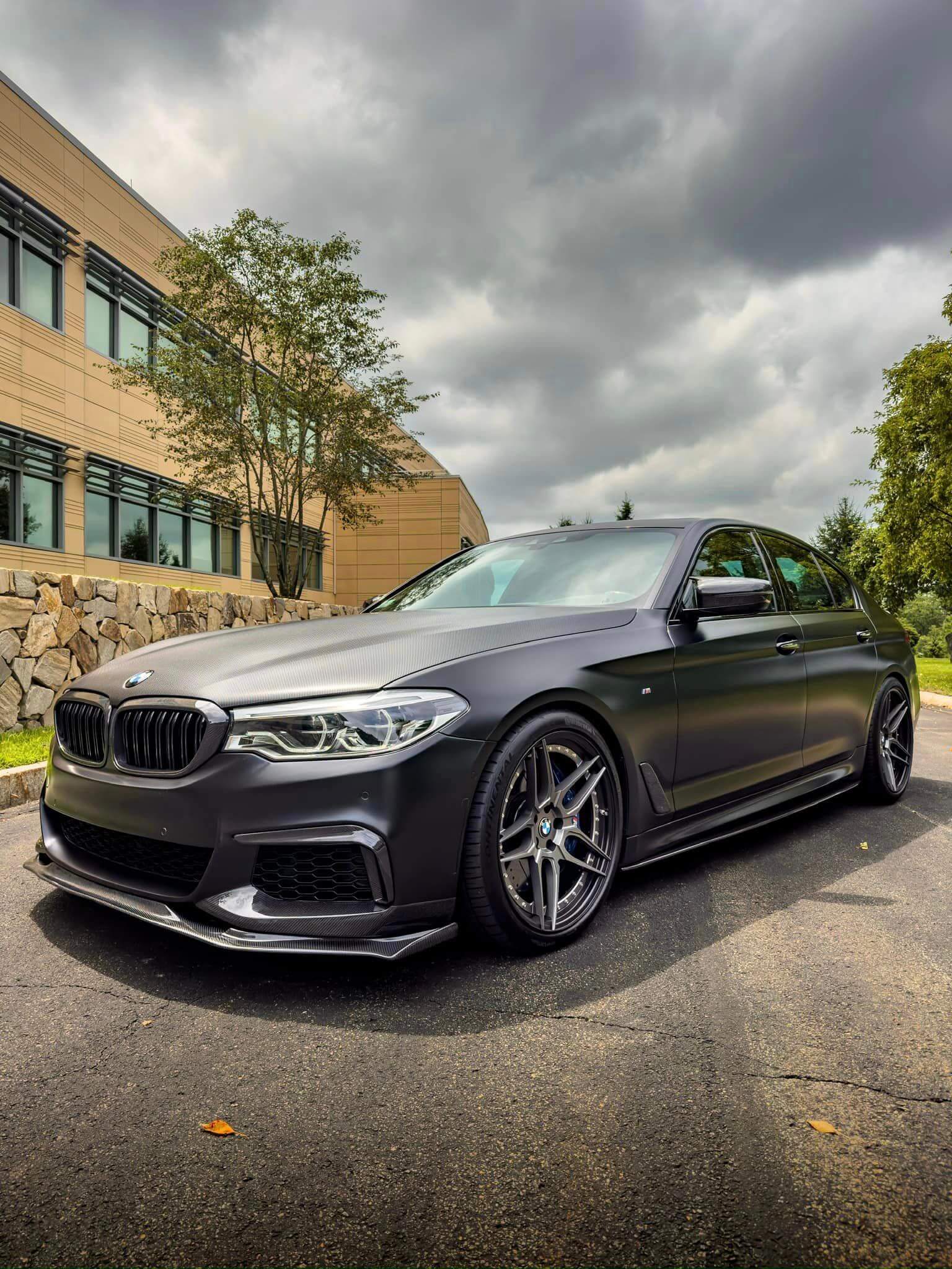 HM Style Carbon Fiber Front Lip - BMW G30 5 Series.