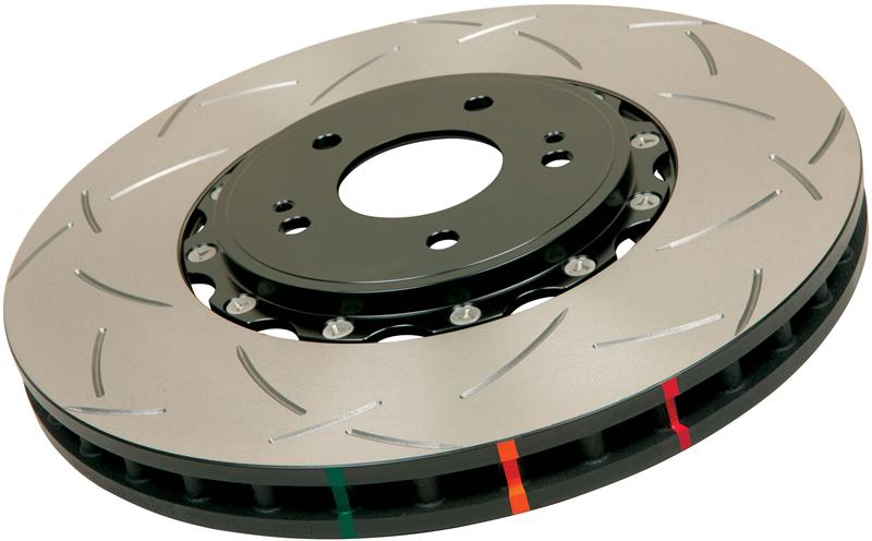 DBA 05-10 Ford Mustang GT / 11-13 V6 Front Slotted 5000 Series 2 Piece Rotor Assembled w/ Black Hat
