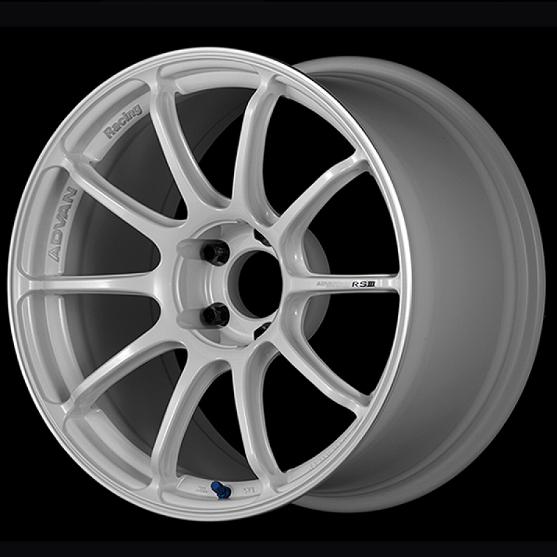 Advan RSIII 18x10.5 / +15 Offset / 5-114.3 / 73mm Bore / Racing White Metallic & Ring