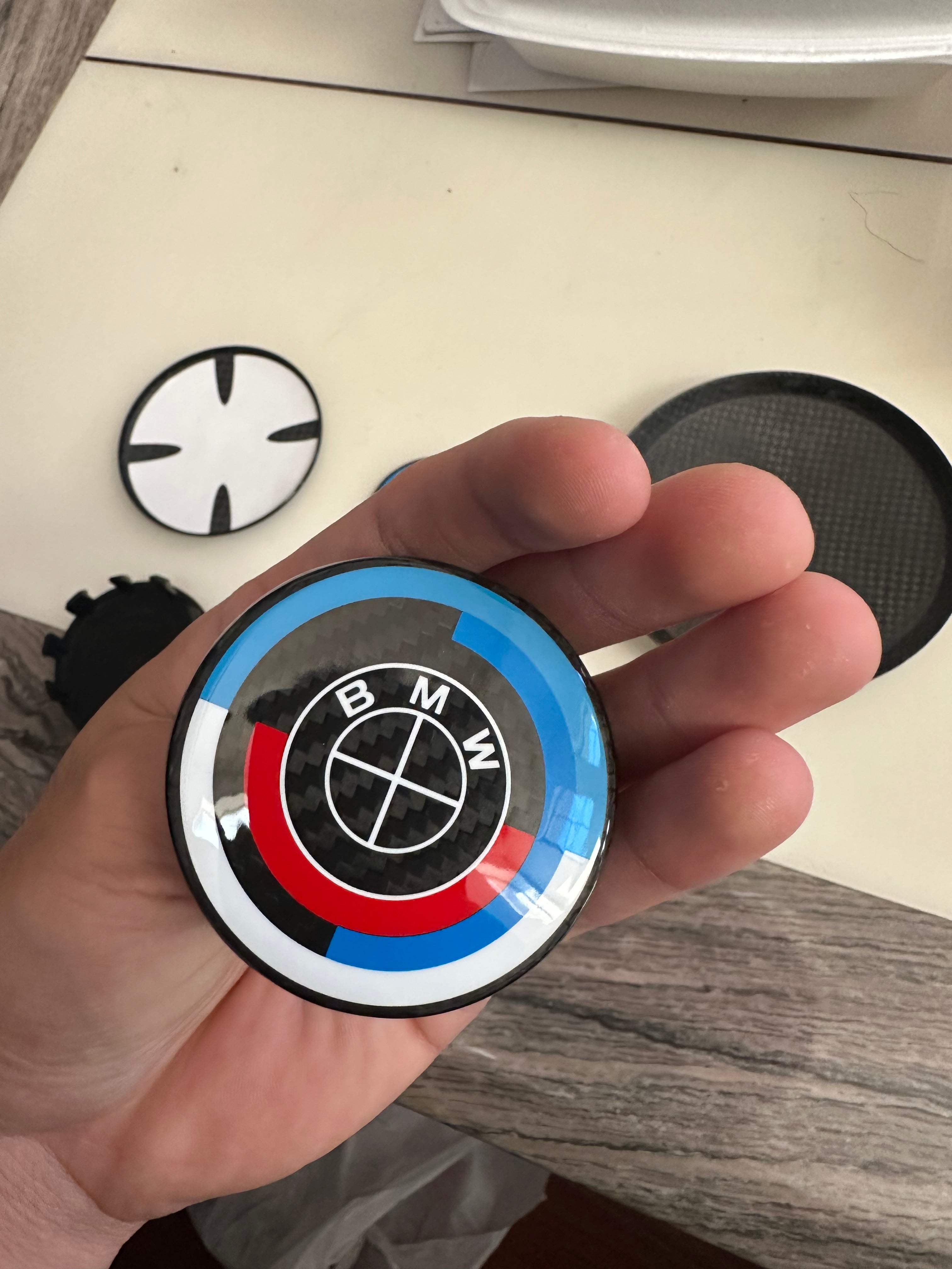 BMW 50th Anniversary Carbon Fiber Wheel Caps.