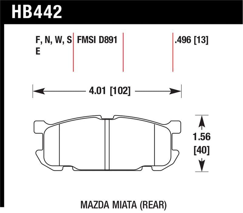 Hawk 01-02 Miata w/ Sport Suspension HPS  Street Rear Brake Pads (D891)