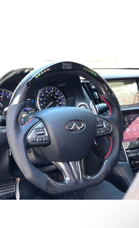 Carbon Fiber w/LED Steering Wheel - INFINITI Q50 Q60 QX50 QX55 2018-24 W/heated.