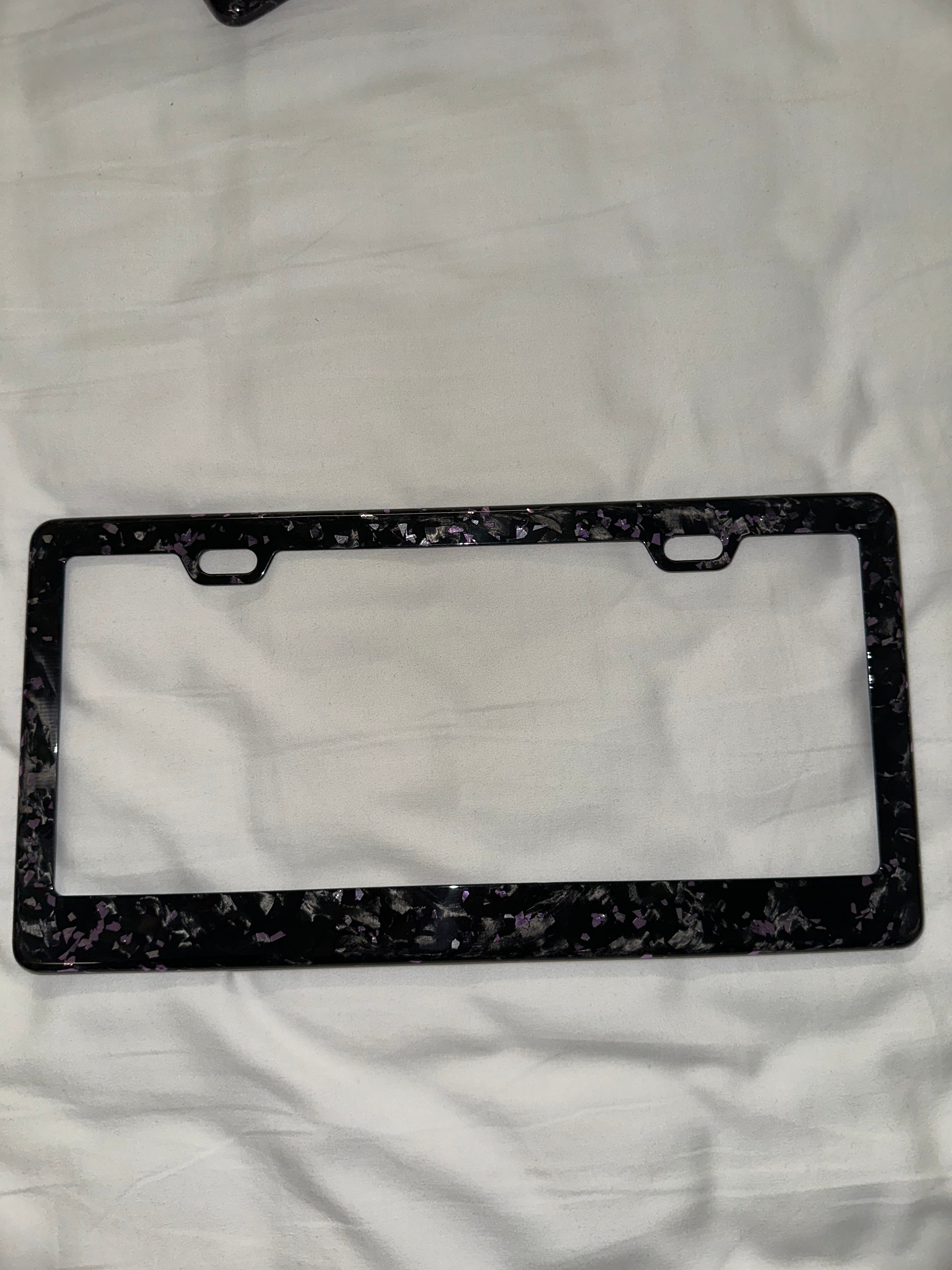 Colored Forged Carbon Fiber Universal License Plate Frame.
