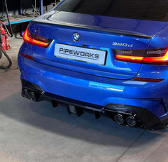 ABS Gloss Black Rear Diffuser w/Brake Light for BMW 3 Series G20 G21 330i M340i.