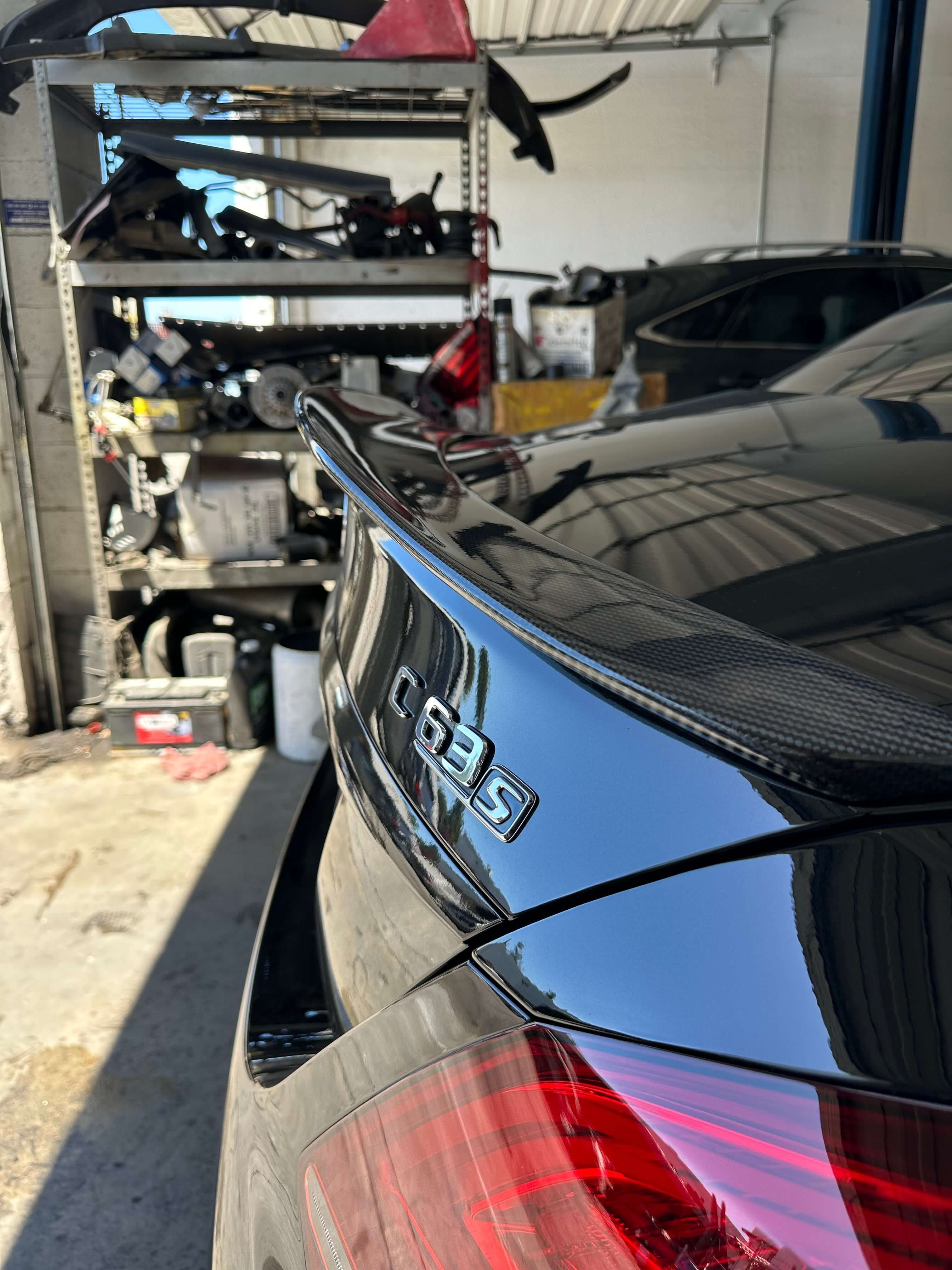 PSM Style Carbon Fiber Rear Trunk Spoiler - Mercedes Benz C Class.