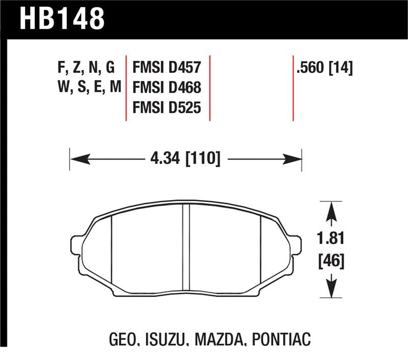 Hawk 89-93 Miata HPS Street Front Brake Pads (D525)