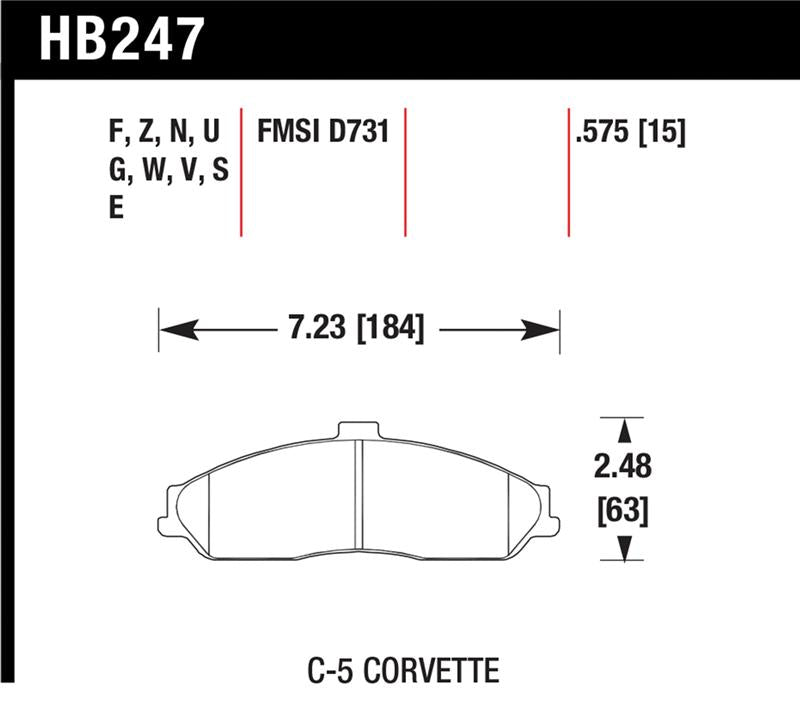 Hawk 97-06 Corvette (incl C5 Z06) Performance Ceramic Street Front Brake Pads