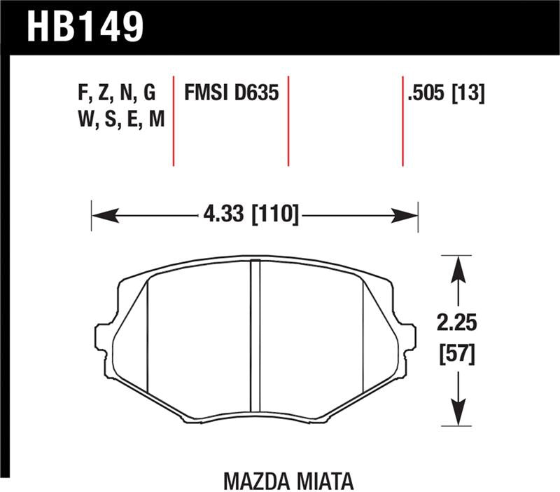 Hawk 94-05 Miata / 01-05 Normal Suspension HP+ Street Front Brake Pads (D635)