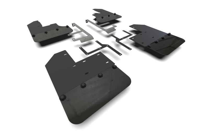 Rally Armor 19-26 Jeep JT Gladiator (Mojave/Rubicon) Black Mud Flap w/Metallic Black Logo