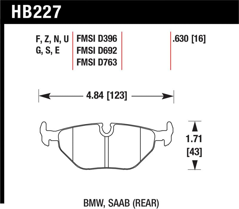 Hawk 92-95 BMW 325iS DTC-60 Race Rear Brake Pads
