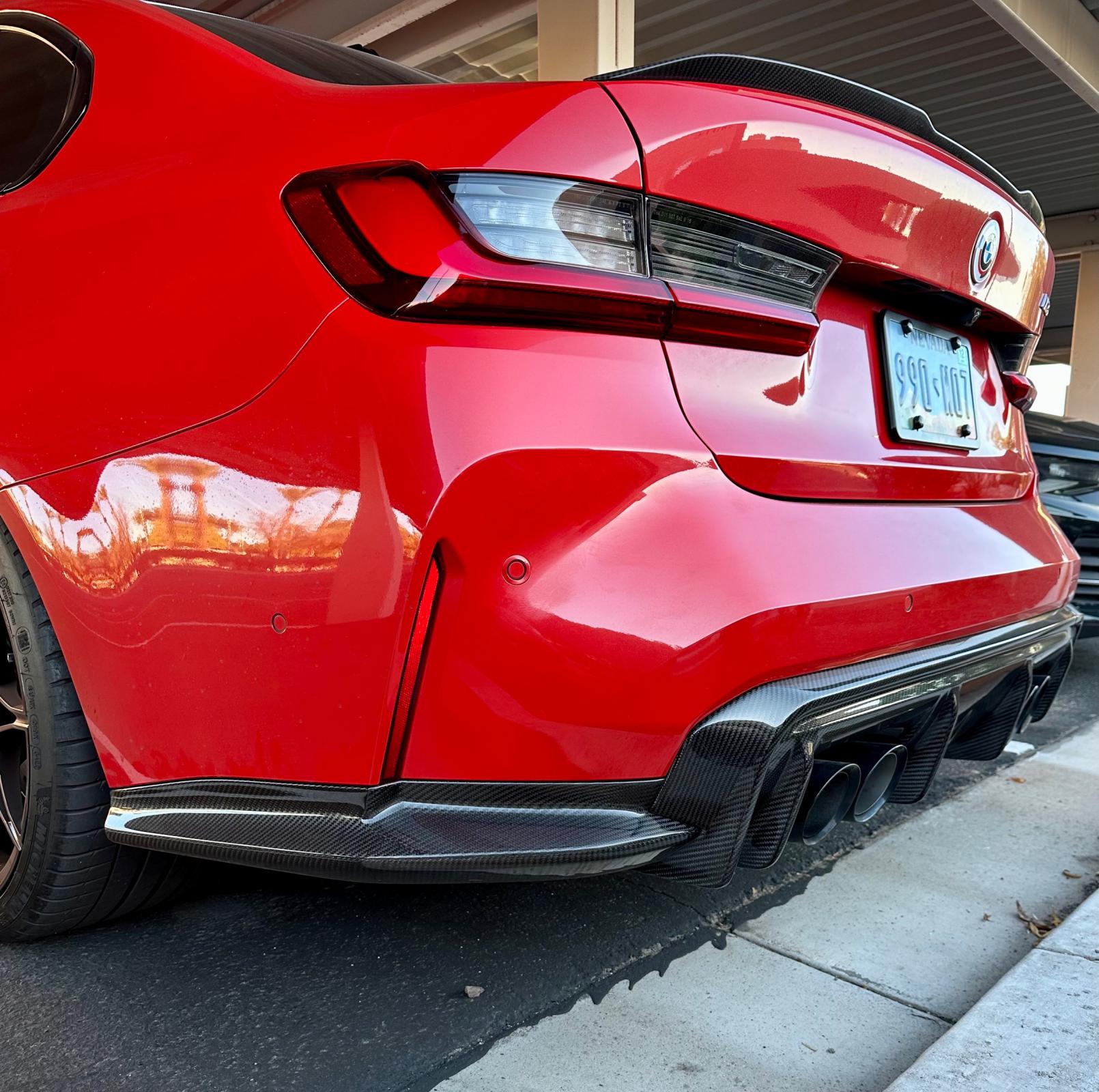 3D Style Carbon Fiber Rear Diffuser + Corner Extension - 2021-2025 BMW G80 M3.