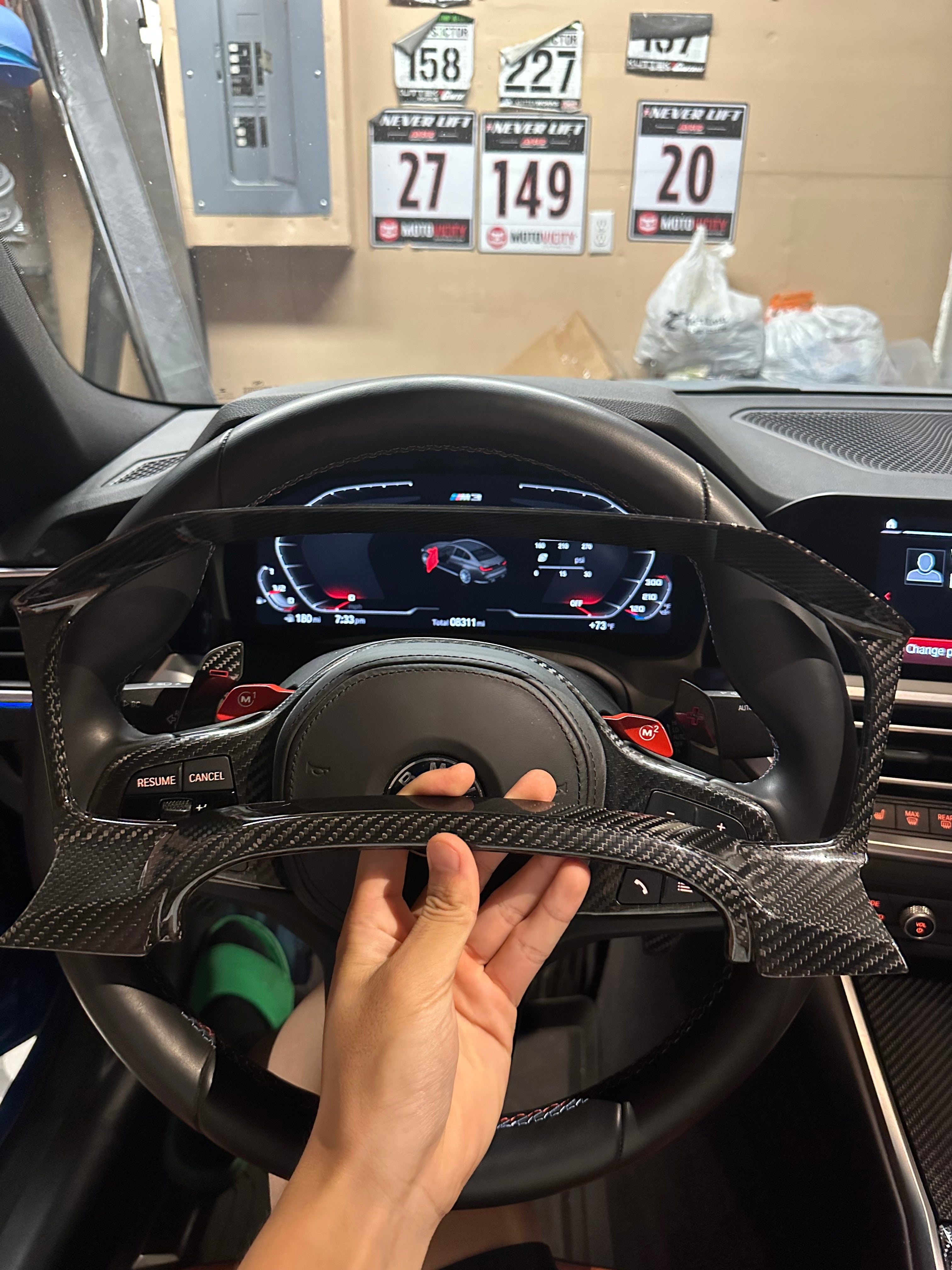 Carbon Fiber Cluster instrument dash screen cover -  BMW G8X.