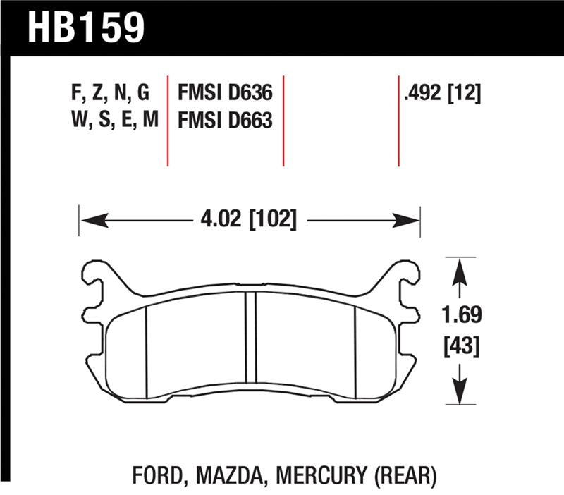 Hawk 94-05 Miata / 01-05 Normal Suspension HPS Street Rear Brake Pads (D636)