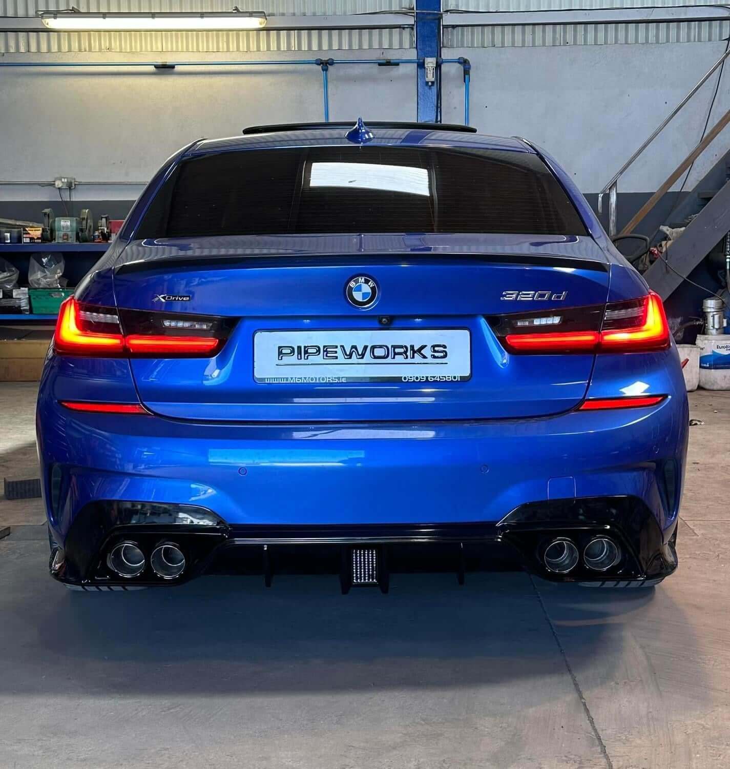 ABS Gloss Black Rear Diffuser w/Brake Light for BMW 3 Series G20 G21 330i M340i.