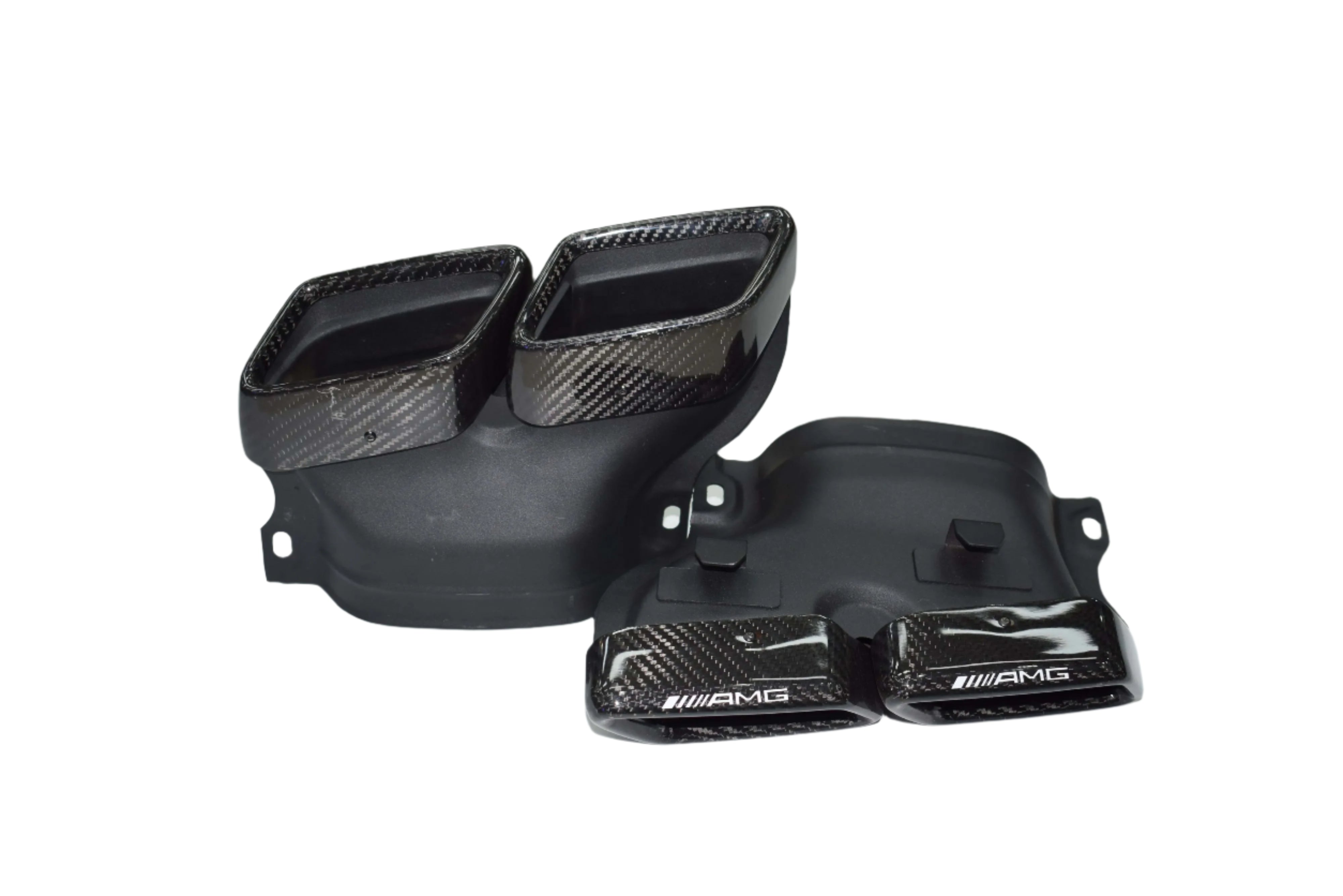 Carbon Fiber Exhaust Tips - 14-18 Mercedes Benz C-Class W205.