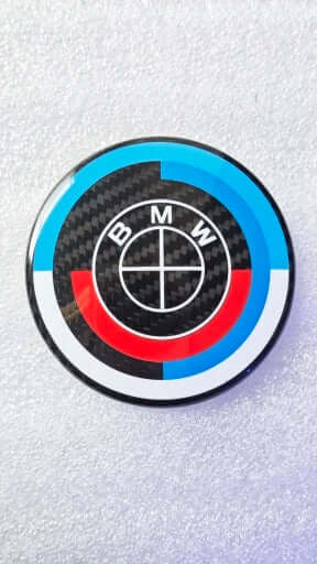 Carbon Fiber 50th Years M Heritage Emblem Roundel Cover &  Hub Cap Replacement (7 Piece)- BMW Roundel.