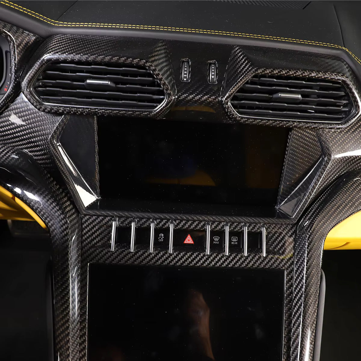 Carbon Fiber Interior Center Screen Trim Cover - Lamborghini Urus.