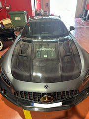 Carbon Fiber Vented Hood W/ Transparent Window - Mercedes GT/GTR/GTS/GTC.