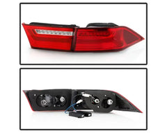 Xtune 4pcs Red Clear Light Bar LED Tail Lights Acura TSX 2006-2008.