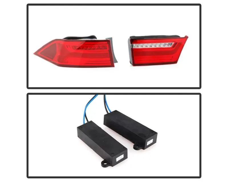 Xtune 4pcs Red Clear Light Bar LED Tail Lights Acura TSX 2006-2008.