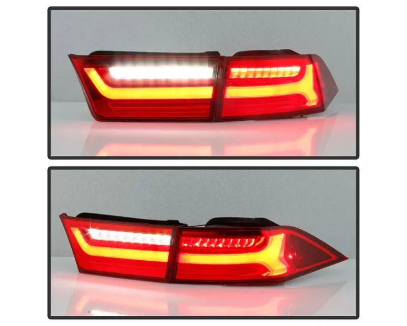 Xtune 4pcs Red Clear Light Bar LED Tail Lights Acura TSX 2006-2008.