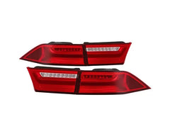 Xtune 4pcs Red Clear Light Bar LED Tail Lights Acura TSX 2006-2008.