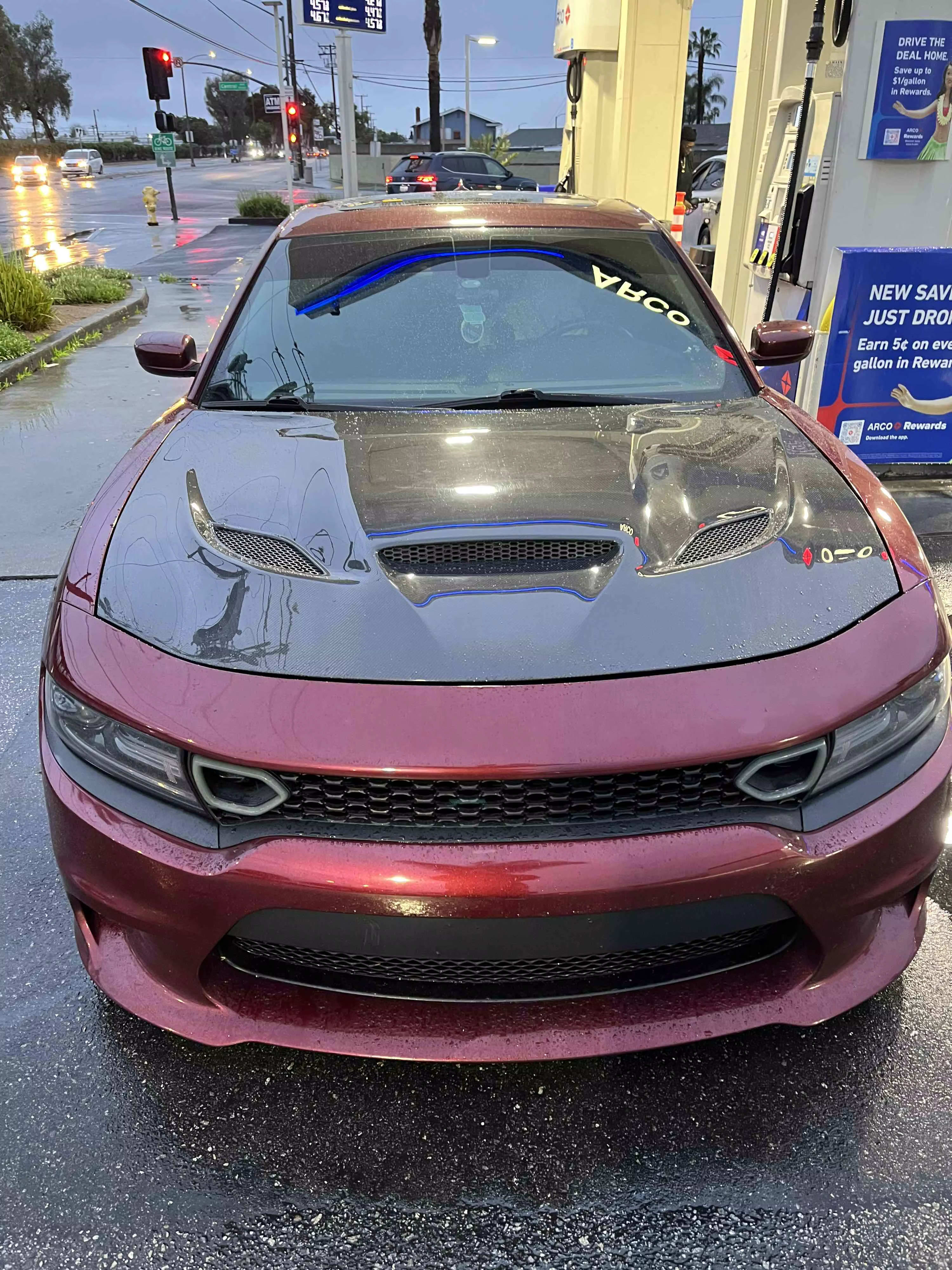 Hell Cat Style Carbon Fiber Hood - 2015-21 Dodge Charger.