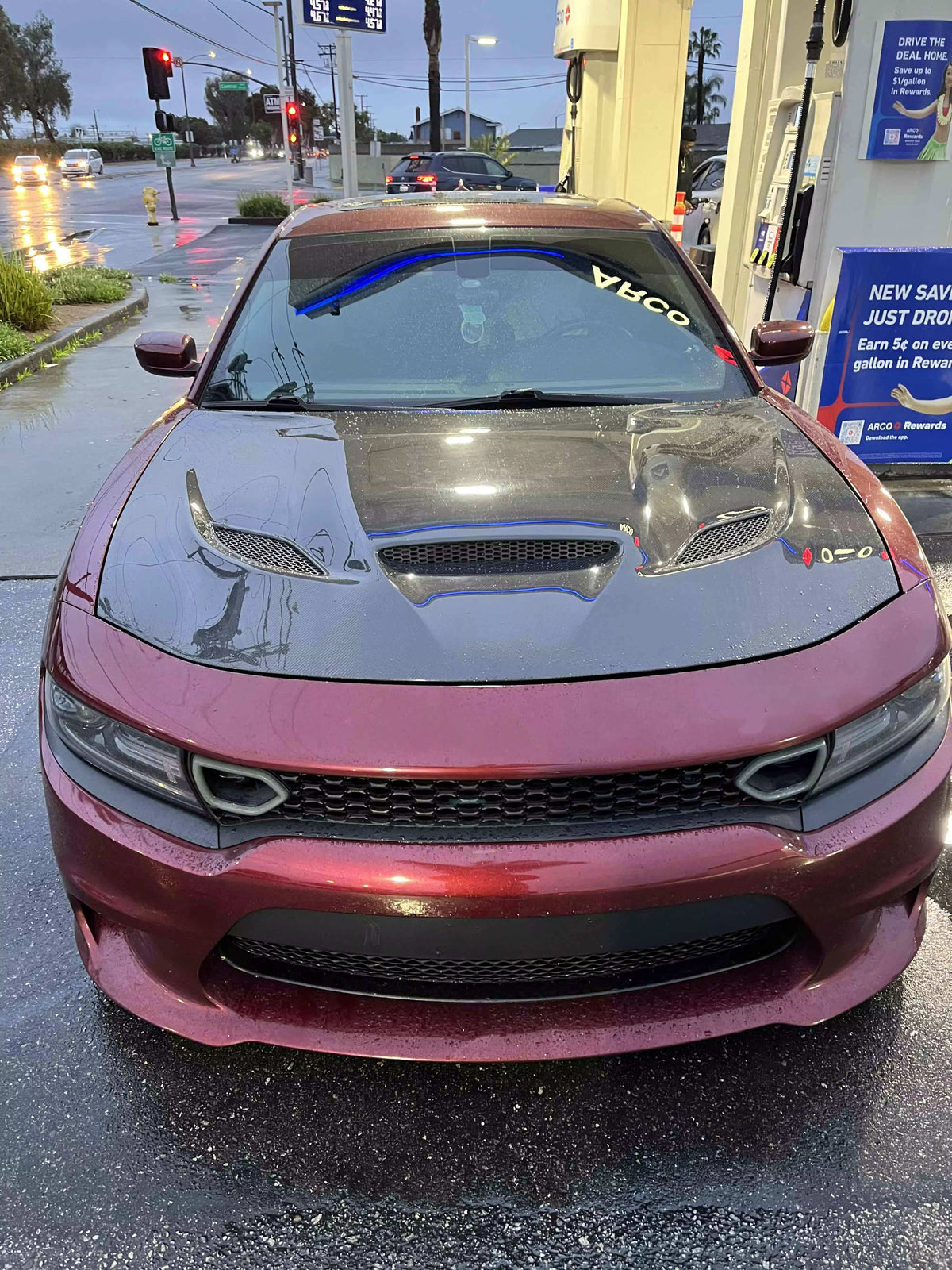 Hell Cat Style Carbon Fiber Hood - 2015-21 Dodge Charger.