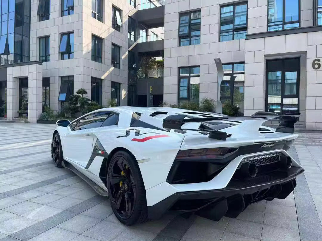 SVJ Style Carbon Fiber Wing And Rear Engine Lid - Lamborghini Aventador LP700 LP720 LP740 LP750 Coupe.