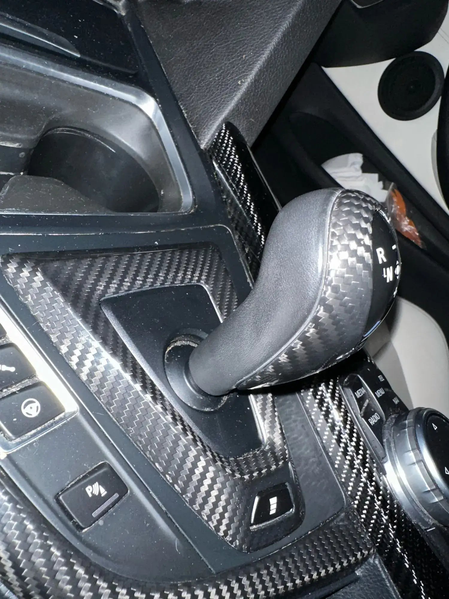 Carbon Fiber Shifter Gear Shift Knob Head Cover 2pc set- BMW M F Chassis.
