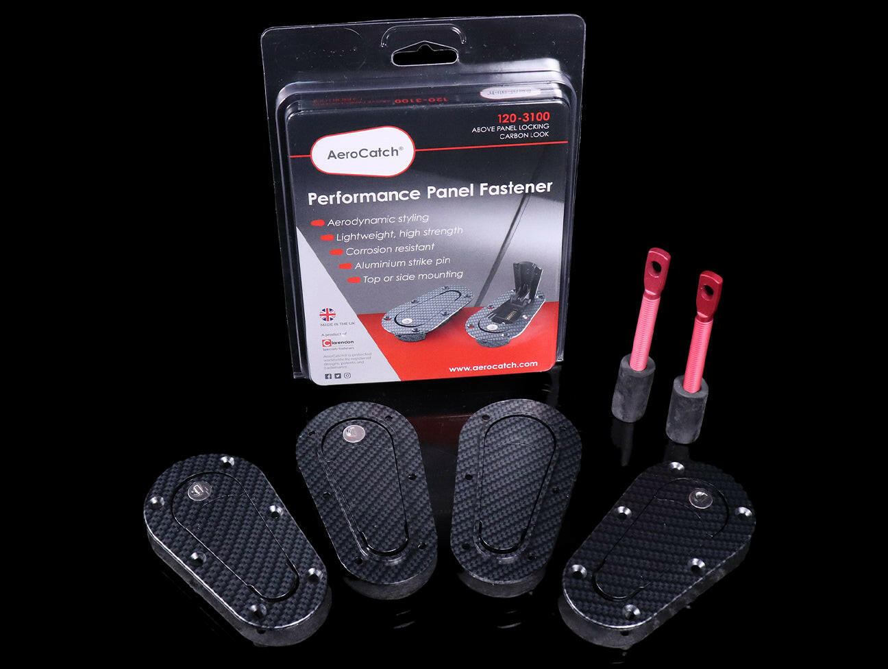 AeroCatch Carbon Look Hood Pins.