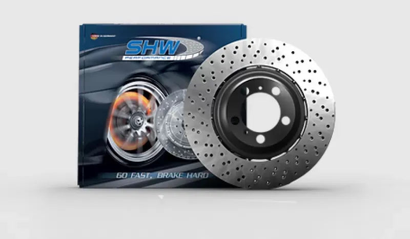 SHW Performance Left Front Cross-Drilled Lightweight Brake Rotor BMW M5 5.0L 2006-2010.