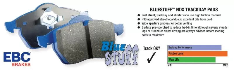 EBC Brakes Bluestuff NDX Fastest Street and Race Pads Front Disc Brake Pad Set FMSI D1151 BMW Front.